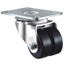 High Load 150KG Low Profile Medium Heavy Duty Swivel Plate Twin Nylon Wheels 50mm Caster